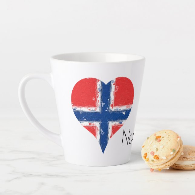 Ich Herz Norwegen gestörte gestrichene Herz-Fahne Milchtasse (Beispiel)
