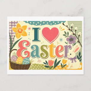 "Ich [Herz] Ostern" Postkarte