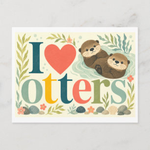 "Ich [Herz] Otter" Postkarte