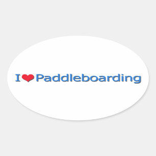 "Ich Herz Paddleboarding" Logo Ovaler Aufkleber