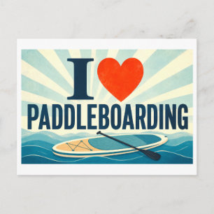 "Ich [Herz] Paddleboarding" Postkarte