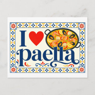 "Ich [Herz] Paella" Postkarte