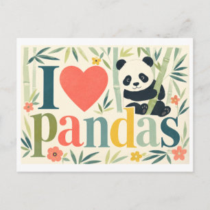 "Ich [Herz] Pandas" Postkarte