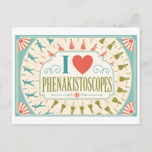 "Ich [Herz] Phenakistoscopes" Postkarte