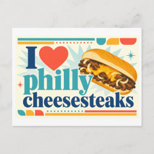 "Ich [Herz] Philly Cheesesteaks" Postkarte