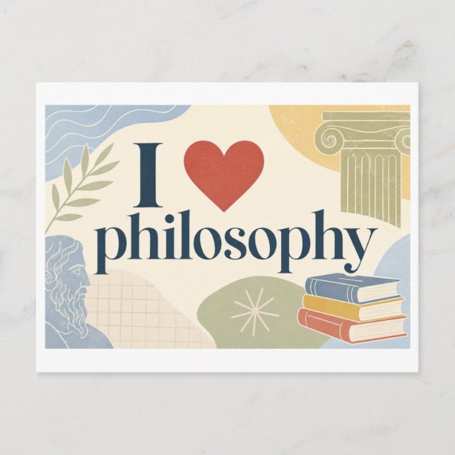 "Ich [Herz] Philosophie" Postkarte (Vorderseite)