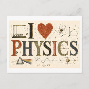 "Ich [Herz] Physik" Postkarte