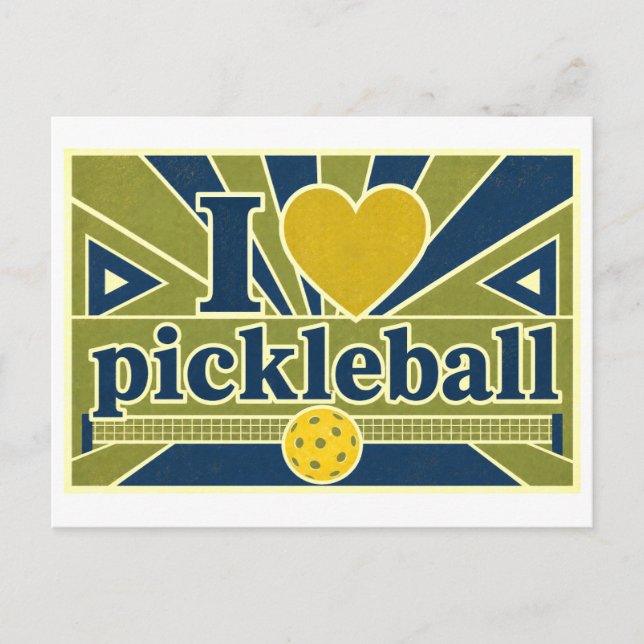 "Ich [Herz] Pickleball" Postkarte (Vorderseite)