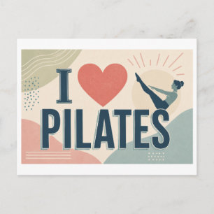 "Ich [Herz] Pilates" Postkarte