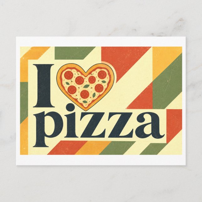 "Ich [Herz] Pizza" Postkarte (Vorderseite)