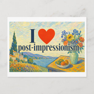 "Ich [Herz] Post-Impressionismus" Postkarte