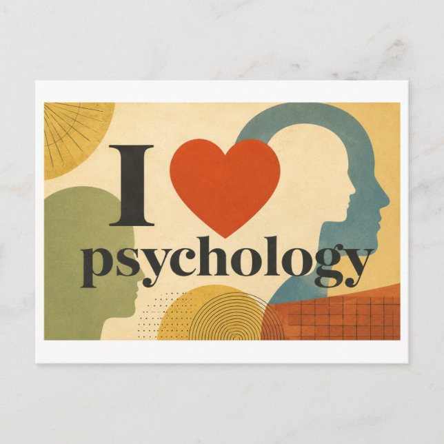 "Ich [Herz] Psychologie" Postkarte (Vorderseite)