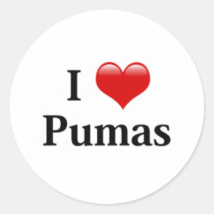 Ich Herz Pumas Runder Aufkleber