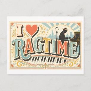 "Ich [Herz] Ragtime" Postkarte
