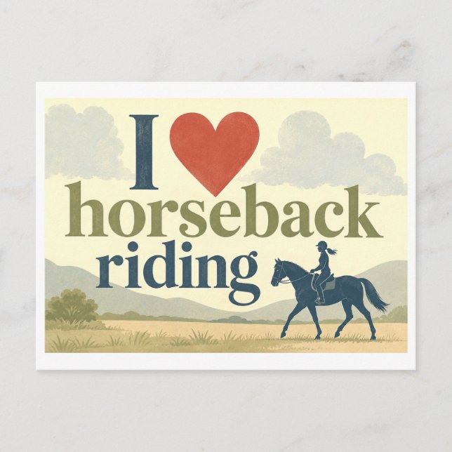 "Ich [Herz] Reiten" Postkarte (Vorderseite)