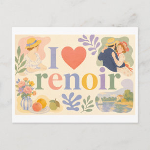 "Ich [Herz] Renoir" Postkarte
