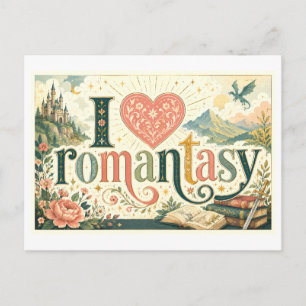 "Ich [Herz] Romantasy" Postkarte