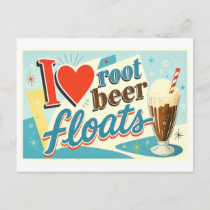 "Ich [Herz] Root Beer Floats" Postkarte