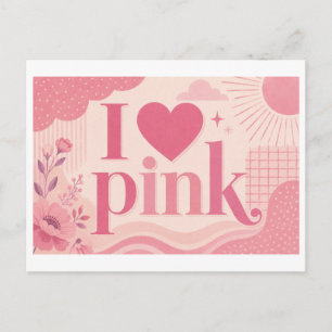 "Ich [Herz] Rosa" Postkarte