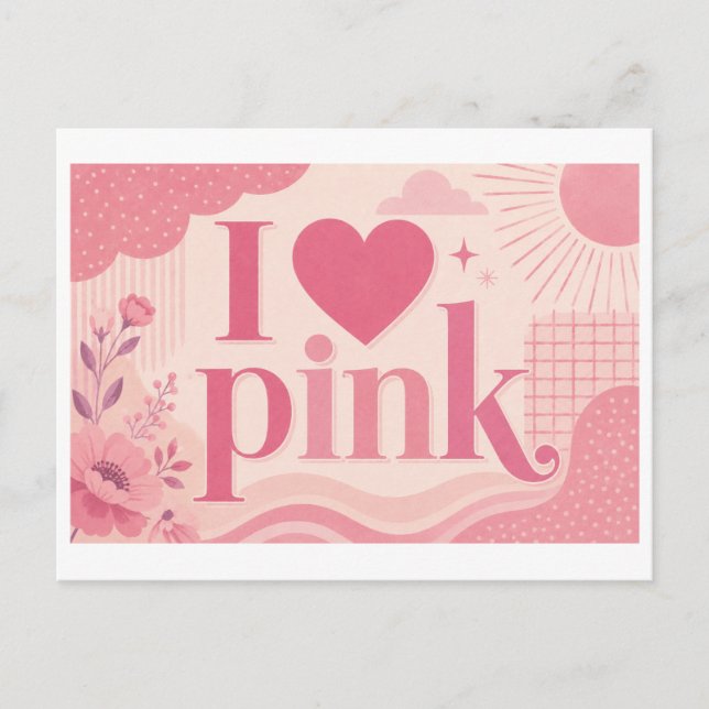 "Ich [Herz] Rosa" Postkarte (Vorderseite)