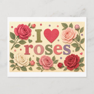 "Ich [Herz] Rosen" Postkarte