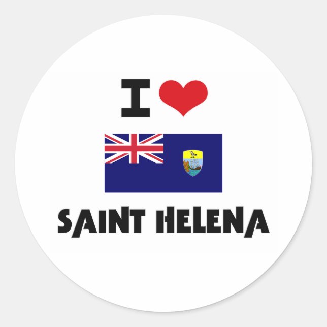 ICH HERZ SAINT HELENA RUNDER AUFKLEBER (Vorderseite)