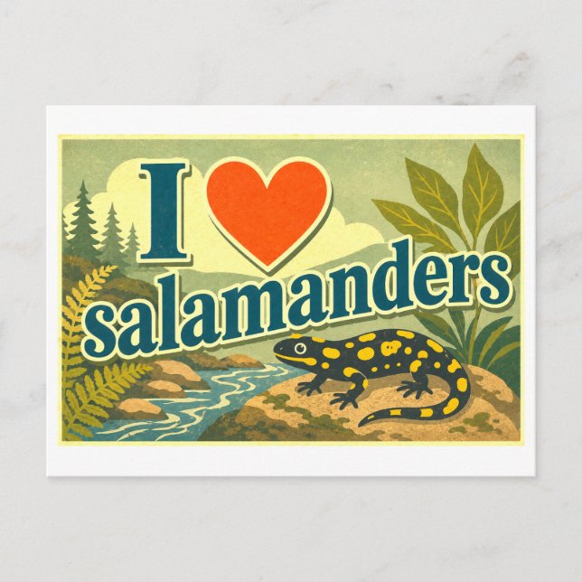 "Ich [Herz] Salamander" Postkarte (Vorderseite)