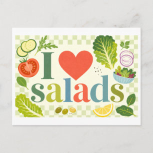 "Ich [Herz] Salate" Postkarte