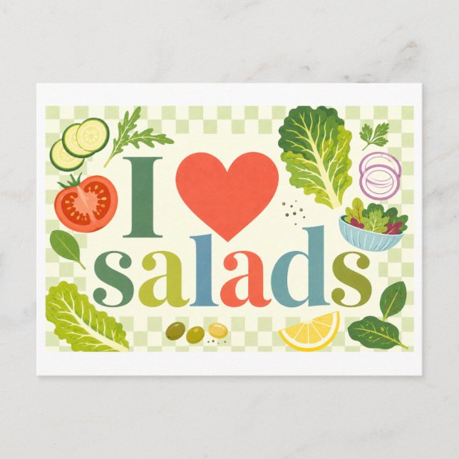 "Ich [Herz] Salate" Postkarte (Vorderseite)