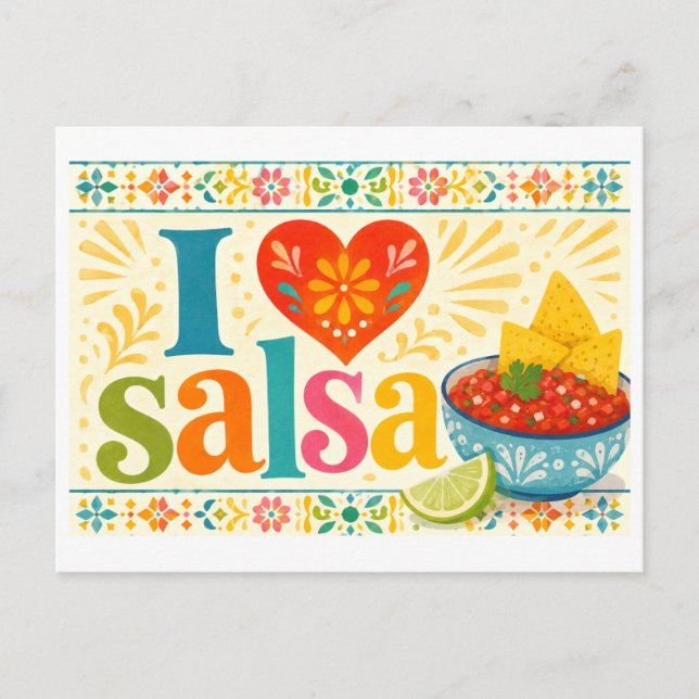 "Ich [Herz] Salsa" Postkarte (Vorderseite)