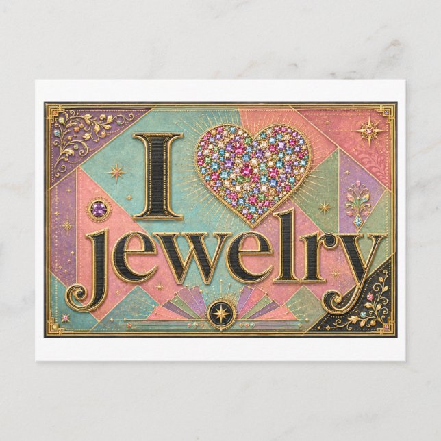"Ich [Herz] Schmuck" Postkarte (Vorderseite)