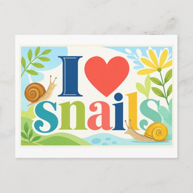 "Ich [Herz] Schnecken" Postkarte (Vorderseite)