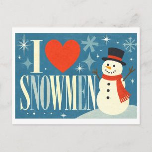 "Ich [Herz] Schneemänner" Postkarte