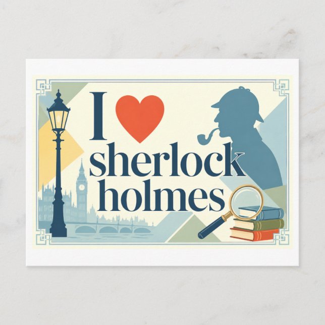 "Ich [Herz] Sherlock Holmes" Postkarte (Vorderseite)