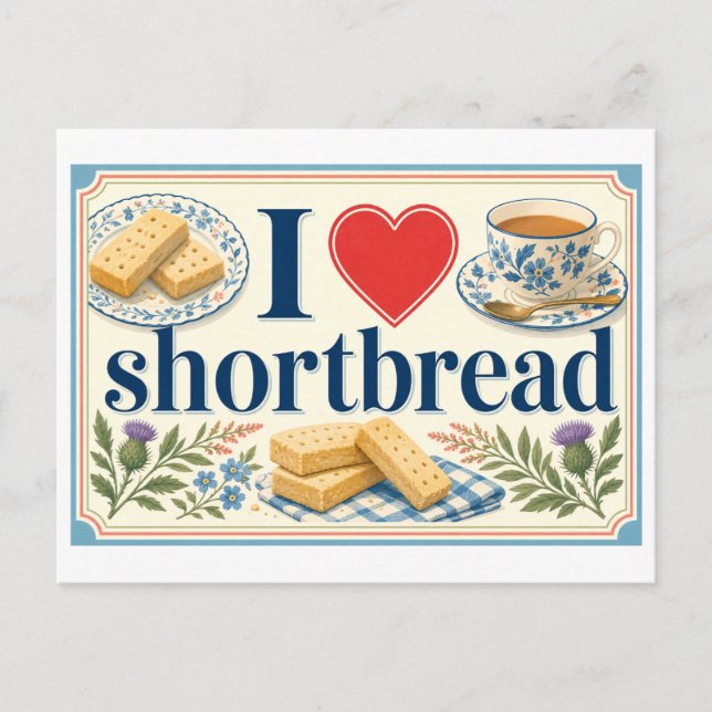 "Ich [Herz] Shortbread" Postkarte (Vorderseite)