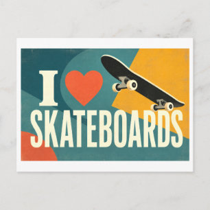"Ich [Herz] Skateboards" Postkarte