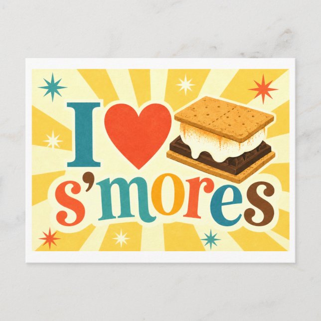 "Ich [Herz] S'mores" Postkarte (Vorderseite)