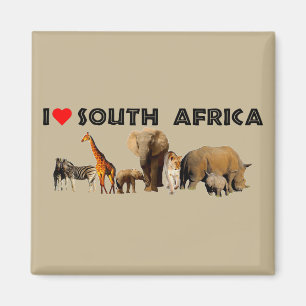 Ich Herz South Africa Wildlife Collage Magnet