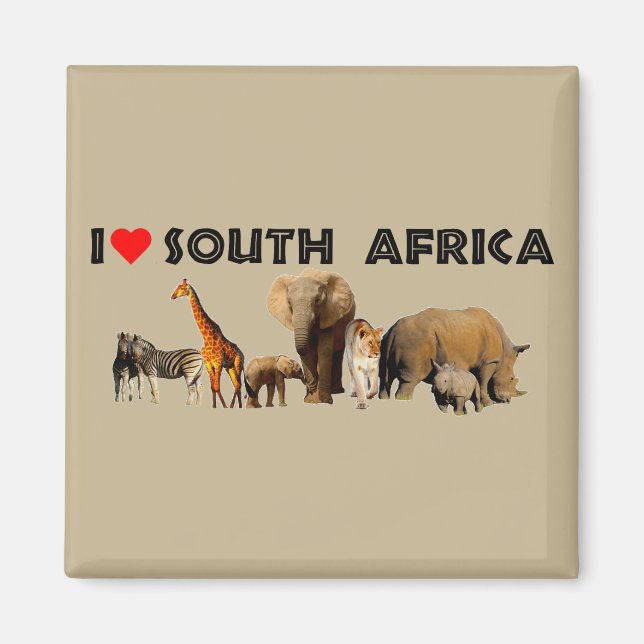 Ich Herz South Africa Wildlife Collage Magnet (Vorne)