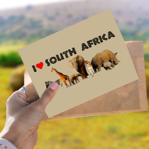 Ich Herz South Africa Wildlife Collage Postkarte
