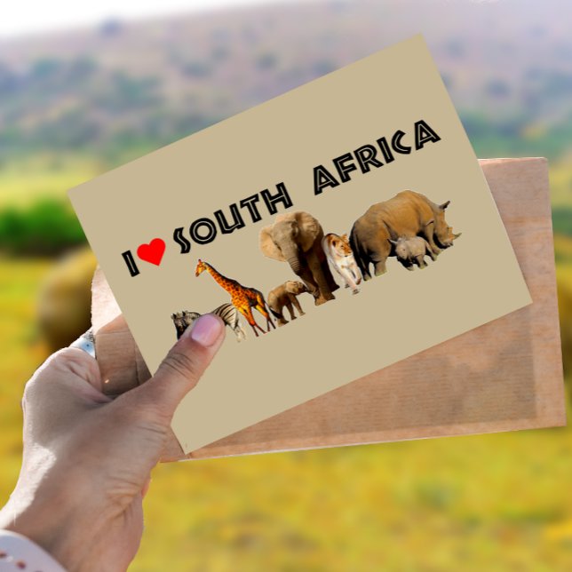 Ich Herz South Africa Wildlife Collage Postkarte (Von Creator hochgeladen)