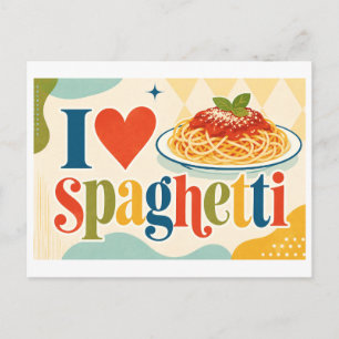 "Ich [Herz] Spaghetti" Postkarte