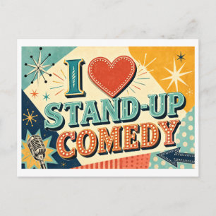 "Ich [Herz] Stand-Up-Comedy" Postkarte