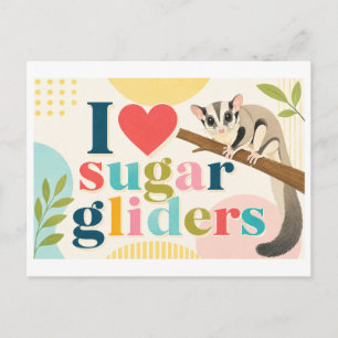 "Ich [Herz] Sugar Glider" Postkarte