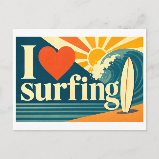 "Ich [Herz] Surfen" Postkarte (Vorderseite)
