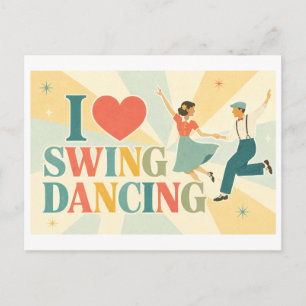 "Ich [Herz] Swingtanzen" Postkarte