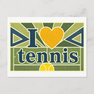 "Ich [Herz] Tennis" Postkarte