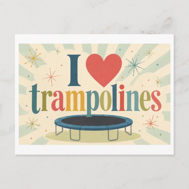 "Ich [Herz] Trampoline" Postkarte (Vorderseite)