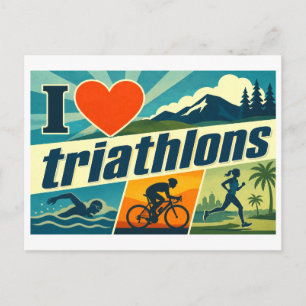 "Ich [Herz] Triathlons" Postkarte