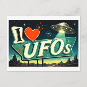 "Ich [Herz] UFOs" Postkarte